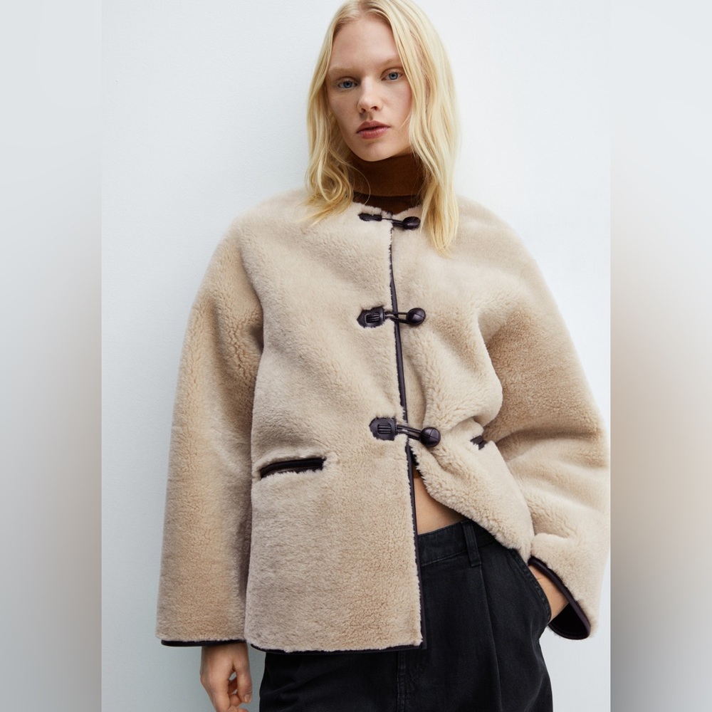 Mango Fur-effect coat with appliqués-Size XXS
